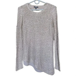Apt. 9 women’s glittery silver asymmetrical sweater size small‎